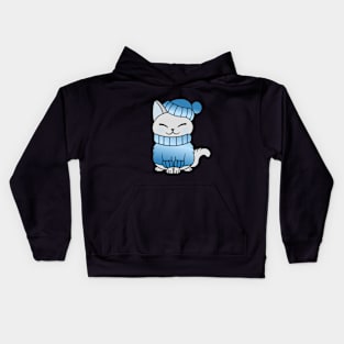 Cute Cozy Colorful Snow Winter Cat Kitty Kids Hoodie